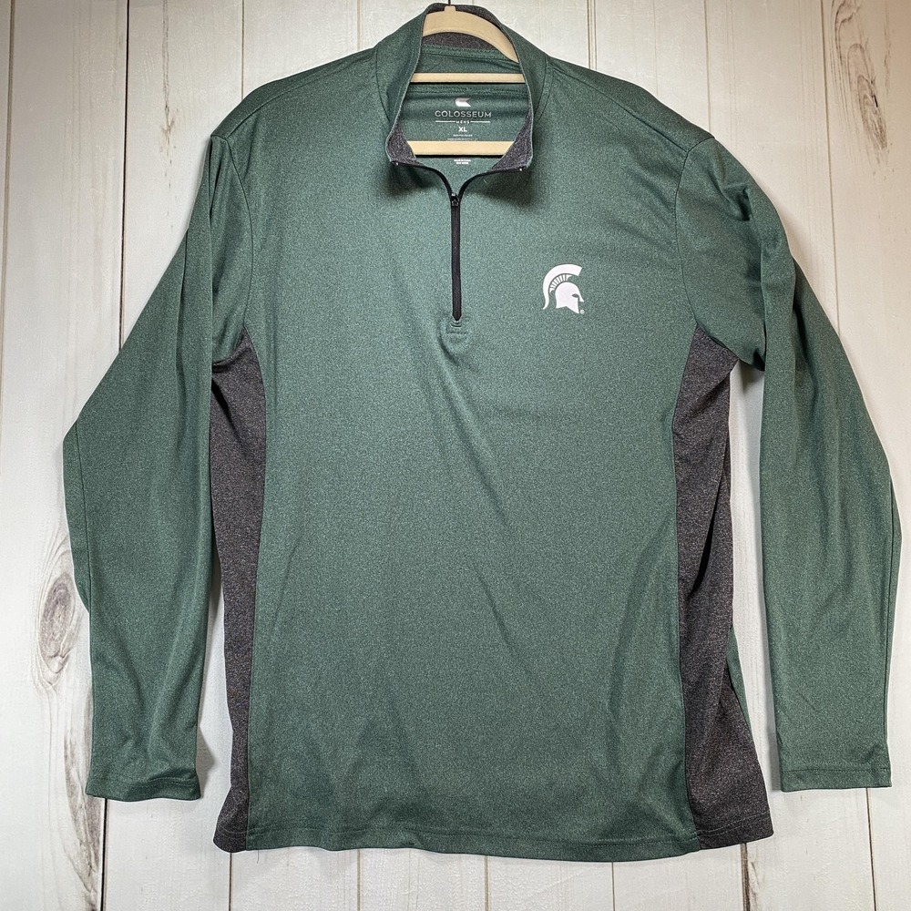 Michigan State Quarter Zip Spartans MSU Pullover Mens XL Green NCAA 1/4 Zip